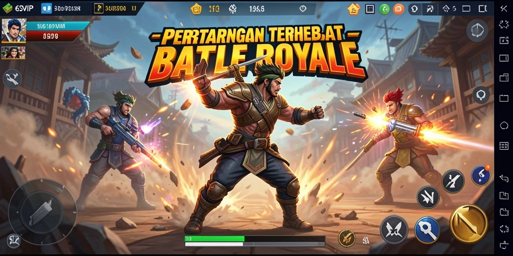 Screenshot utama 6SVIP menampilkan aksi pertempuran intens dalam game Battle Royale.