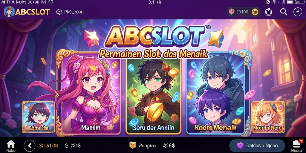 Screenshot gameplay ABCSLOT menampilkan karakter anime yang beraksi.