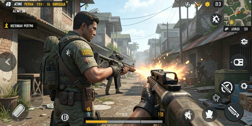 Tangkapan layar gameplay seru dari ATM138 yang menampilkan aksi FPS menegangkan.