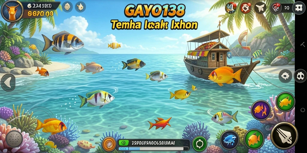 Screenshot GAYO138 menampilkan aksi menembak ikan yang seru.