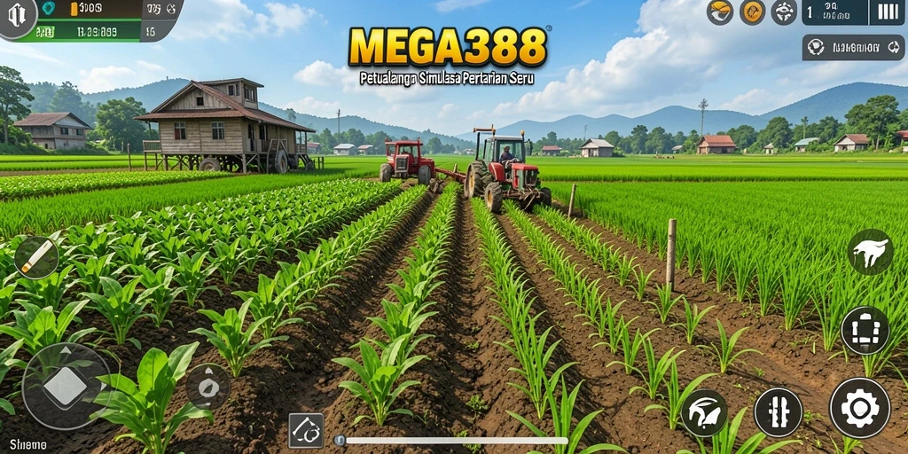 Tangkapan layar <strong>MEGA388</strong> menampilkan aktivitas pertanian yang seru dan interaktif.