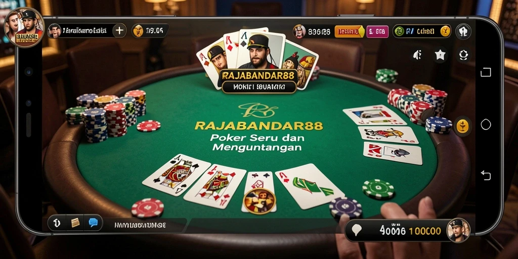 Tampilan gameplay RAJABANDAR88 dengan aksi kartu poker yang mendebarkan.