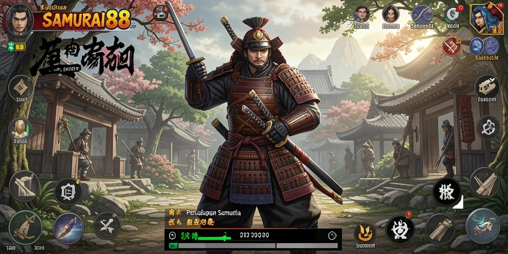 Tampilan gameplay menegangkan di SAMURAI88 dengan aksi samurai yang epik.