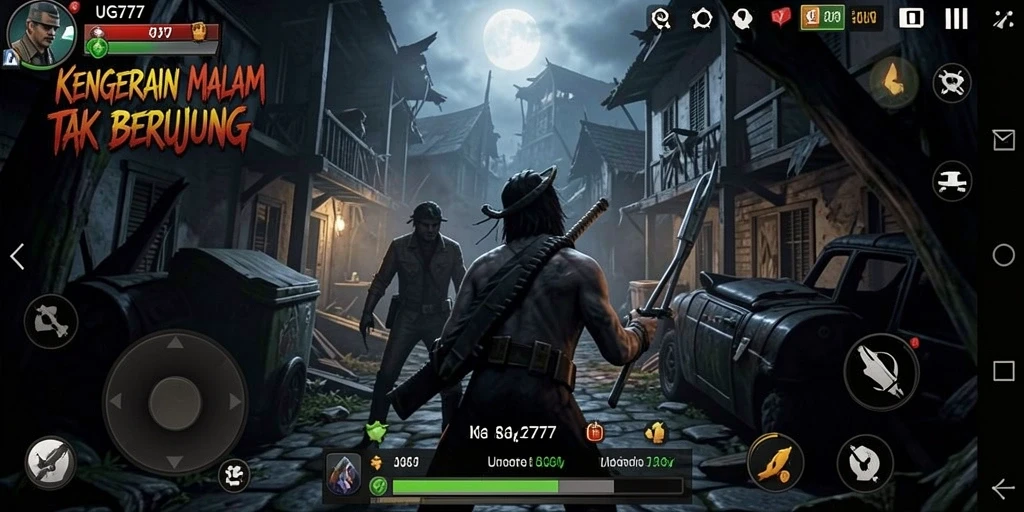 Screenshot utama UG777 menampilkan situasi menegangkan di lokasi angker.