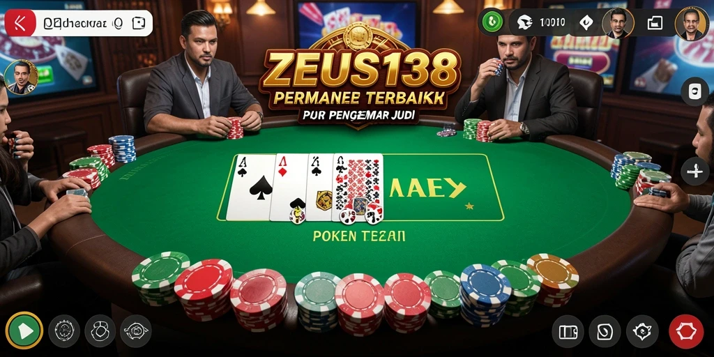 Tampilan gameplay Poker yang menegangkan dan seru di ZEUS138.